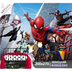 Фото-обои на стену детские - спайдермэн в городе, spider man - 200 x 270 - Обои винил на флизелине моющиеся для девочки или маль