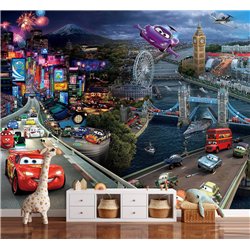 Фотообои на стену детские - тачки, Молния Маккуин, мультик, дисней - 200 x 270 - Фотообои в детскую комнату моющиеся обои для ма