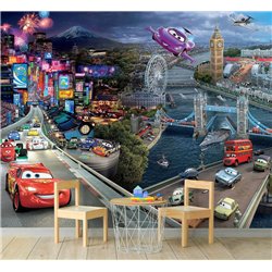 Фотообои на стену детские - тачки, Молния Маккуин, мультик, дисней - 200 x 270 - Фотообои в детскую комнату моющиеся обои для ма
