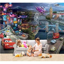 Фотообои детские флизелиновые - герои мультиков тачки, 3д стена, Молния Маккуин - 300 x 270 - Обои винил на флизелине моющиеся д