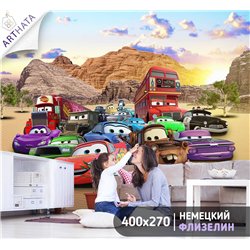 Фотообои детские - Молния Маккуин, Дисней 3d стена - 400 x 270 - Обои винил на флизелине моющиеся для девочки или мальчика.