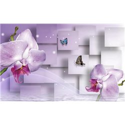Две орхидеи - 3D фотообои|3D цветы