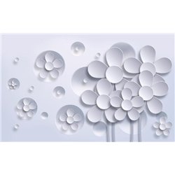 Цветы на стене - 3D фотообои|3D цветы