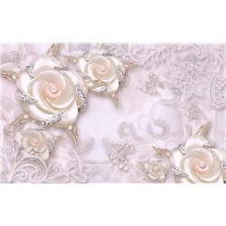 Перламутровые розы - 3D фотообои|3D цветы