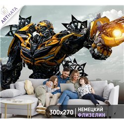 Фотообои детские флизелиновые - супергерои трансформеры - 300x270. В детскую комнату Кино, Бамблби, тачки, желтая машина. Моющие