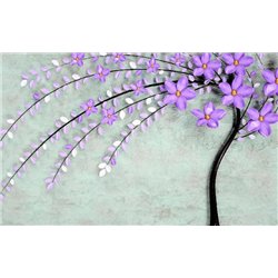 Декоративное дерево с цветами - 3D фотообои|3D цветы