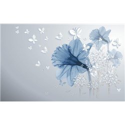 Белые бабочки - 3D фотообои|3Д обои на кухню
