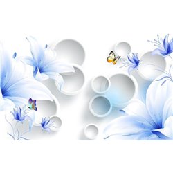 Голубые лилии - 3D фотообои|3D цветы