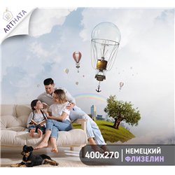 Фото-обои детские - облака, воздушные шары,природа - 400x270 см Обои винил на флизелине моющиеся для девочки, мальчика.