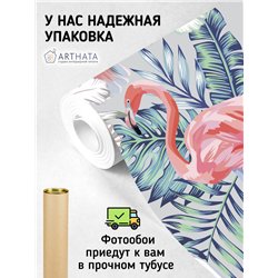 Фотообои с фламинго и цветами 3д в зал метровые 500х270