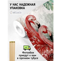 Фотообои с фламинго и цветами в коридор метровые 200х270