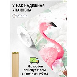 Фотообои розовые фламинго авкарель на кухню моющиеся 200х270
