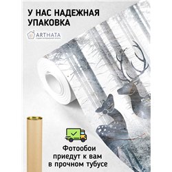 Фотообои фреска с оленями в лесу в коридор метровые 500х270