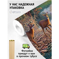 Фотообои пейзаж с оленями для спальни метровые 300х270