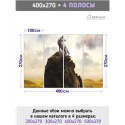 Фотообои с волком на пике горы 3d для зала метровые 400х270