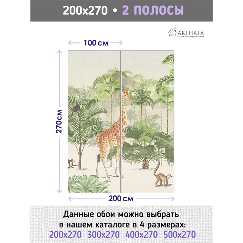 Фотообои тропические животные на кухню флизелиновые 200х270