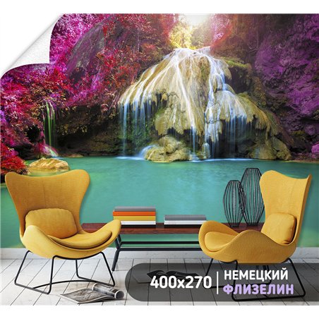 Фотообои деревья и водопад на кухню влагостойкие 400х270