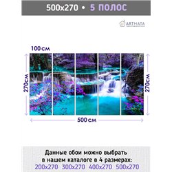Фотообои водопад в лесу моющиеся для кухни 500х270