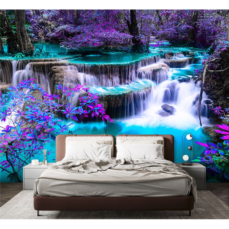 Фотообои водопад в лесу моющиеся для кухни 500х270