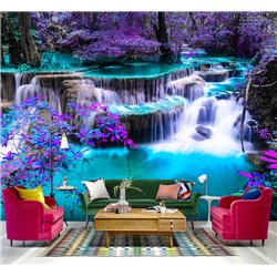 Фотообои водопад в лесу моющиеся для кухни 500х270