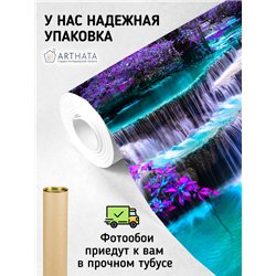 Фотообои водопад в лесу моющиеся для кухни 500х270