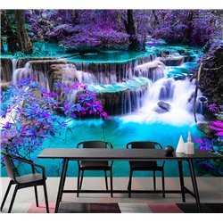Фотообои водопад в лесу моющиеся для кухни 500х270