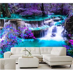 Фотообои водопад в лесу моющиеся для кухни 500х270