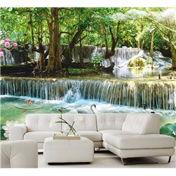 Фотообои лебедь и водопад на кухню моющиеся 500х270