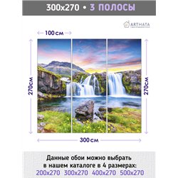 Фотообои горный водопад 3d для зала метровые 300х270