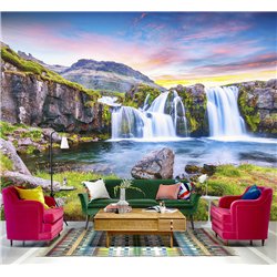 Фотообои водопад в горах моющиеся на кухню 400х270