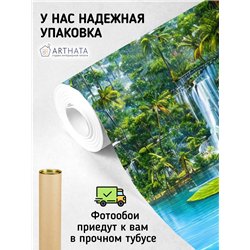Фотообои пальмы и водопад на кухню моющиеся 300х270