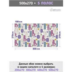 Фотообои в детскую - яркий фон звери - 500 x 270см. Обои винил на флизелине моющиеся для девочки или мальчика.