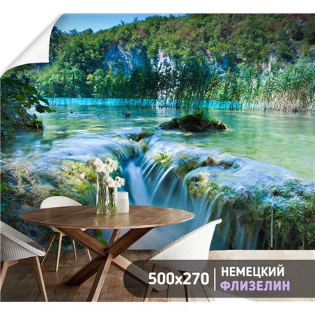 Фотообои водопад и озеро для спальни метровые 500х270
