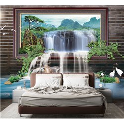 Фотообои водопад из стены для спальни моющиеся 400х270