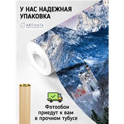 Фотообои замок в снежных горах для зала метровые 400х270