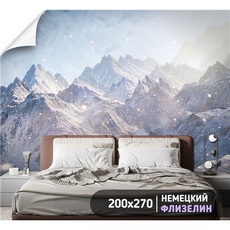 Фотообои заснеженные горы в зал метровые 200х270