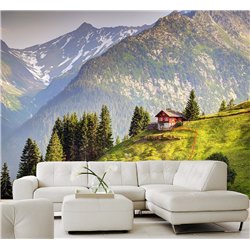 Фотообои домик в горах на кухню моющиеся 200х270