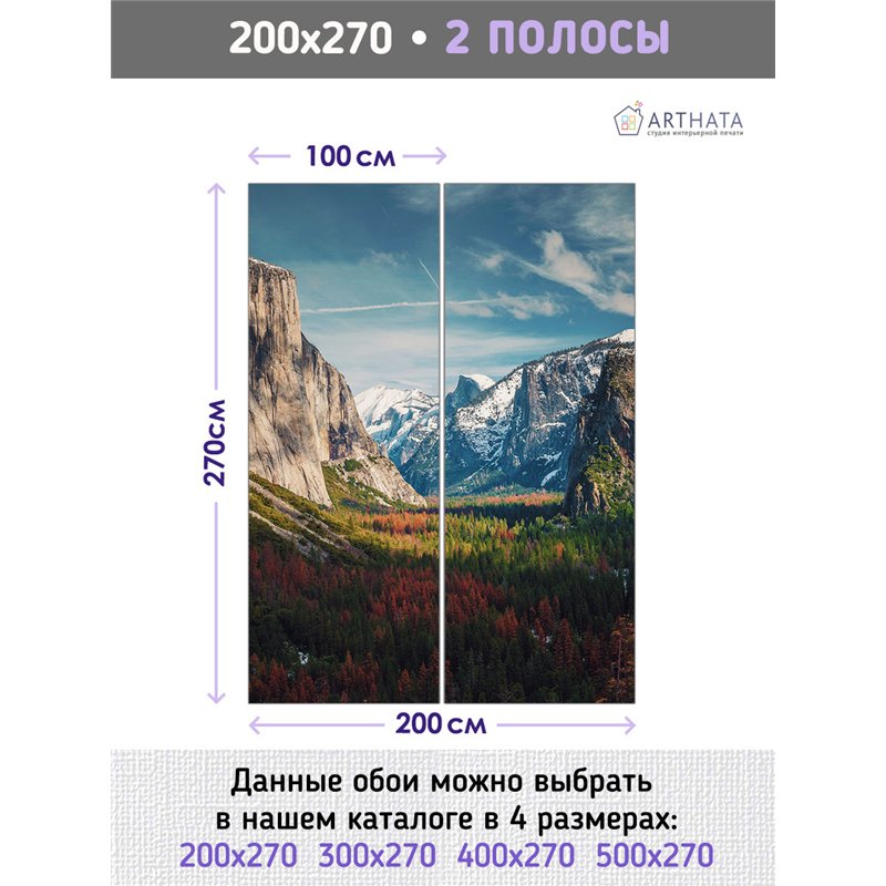 Фотообои цветущая долина в горах для кухни метровые 200х270