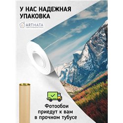 Фотообои цветущая долина и горы в зал флизелиновые 300х270
