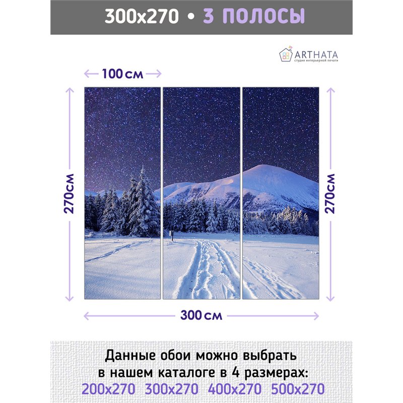 Фотообои ночное поле и гора в спальню влагостойкие 300х270