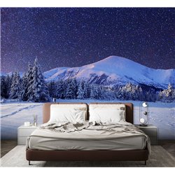 Фотообои ночное поле и гора в спальню влагостойкие 300х270