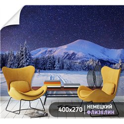 Фотообои зимняя ночь и горы для коридора метровые 400х270
