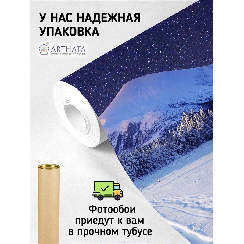 Фотообои зимняя ночь и горы для коридора метровые 400х270
