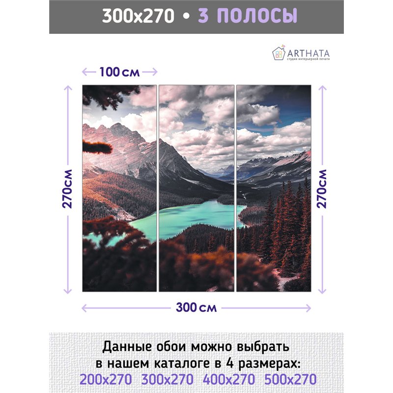 Фотообои горный пейзаж с рекой в коридор моющиеся 300х270