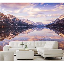 Фотообои озеро в горах на закате 3d для зала 400х270