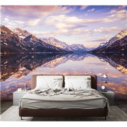 Фотообои озеро в горах на закате 3d для зала 400х270