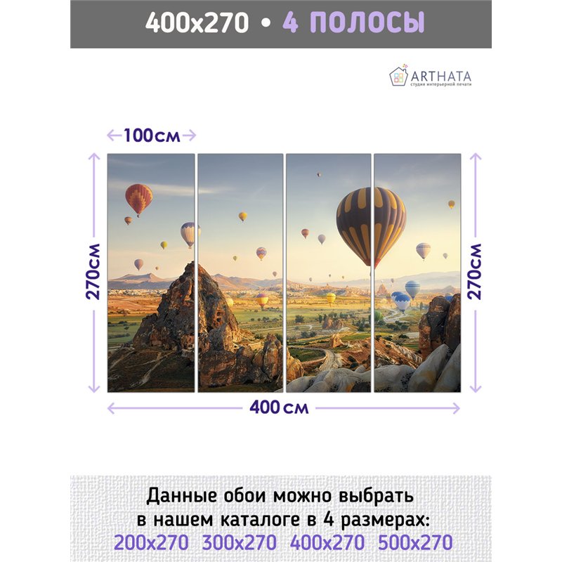 Фотообои Каппадокия горы с воздушными шарами в зал 400х270