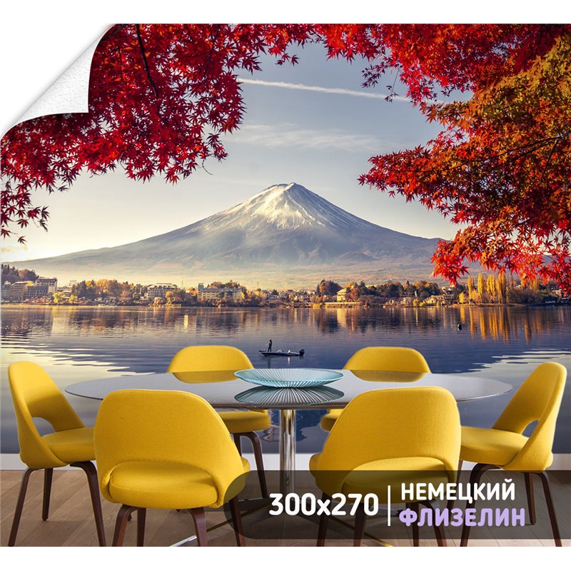 Фотообои Япония озеро возле горы на кухню 300х270