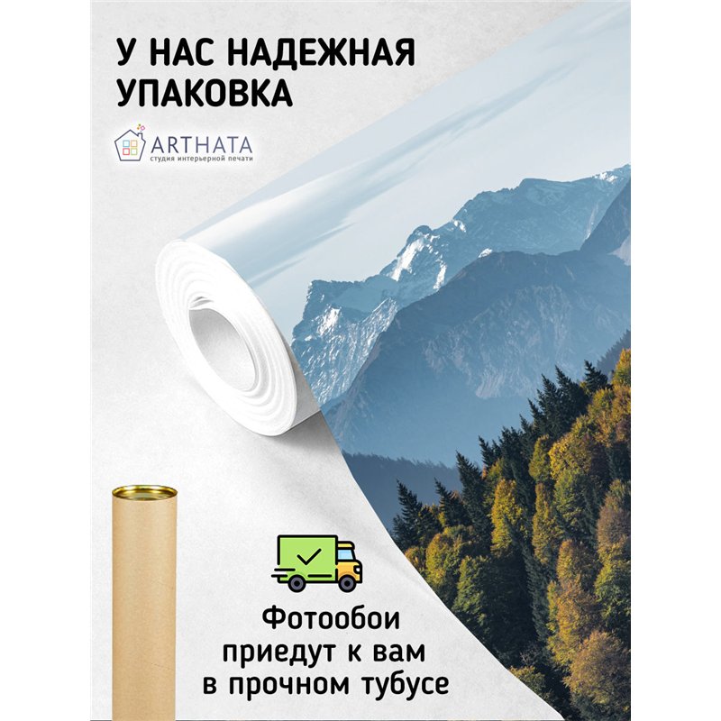 Фотообои лес и горы в лучах солнца моющиеся в кухню 500х270