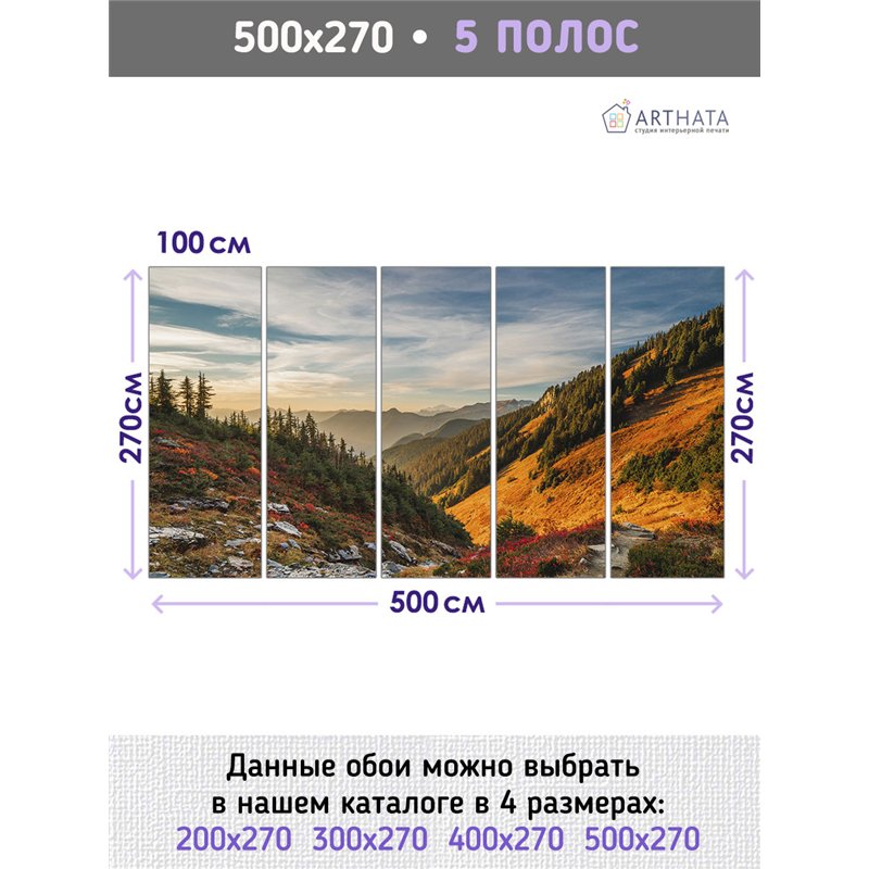 Фотообои горы на закате для кухни метровые 500х270